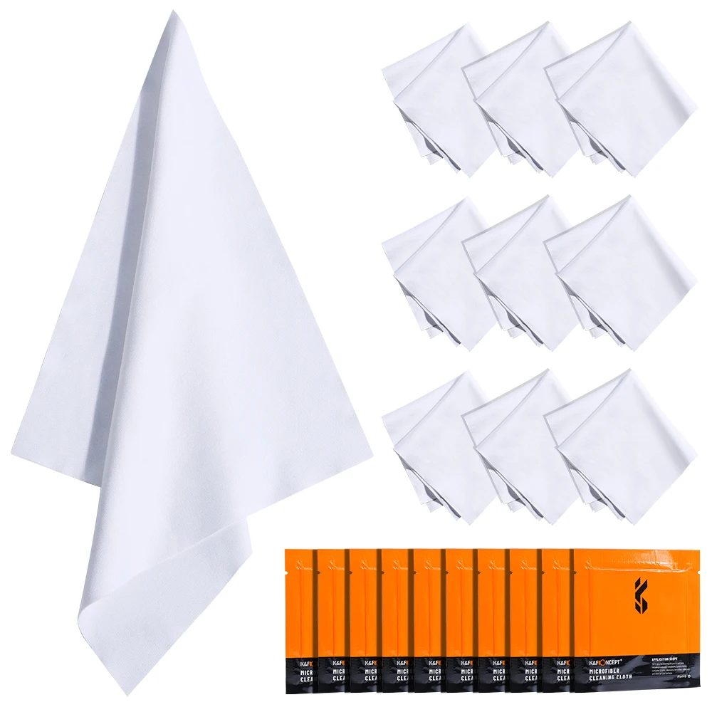 K&F Concept 10 Pcs Microfiber Cleaning Cloths Individually Vacuum Wrapped for Camera Lens Cell Phones LCD Screens and More