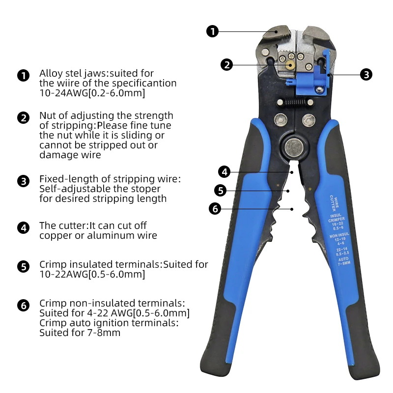 Imagem -03 - Multi-funcional Wire Stripper com Cortador Wire Stripping Tool 2210awg para Cabo de Fita Plana Fio Elétrico Peeling Ferramenta Hs-d1