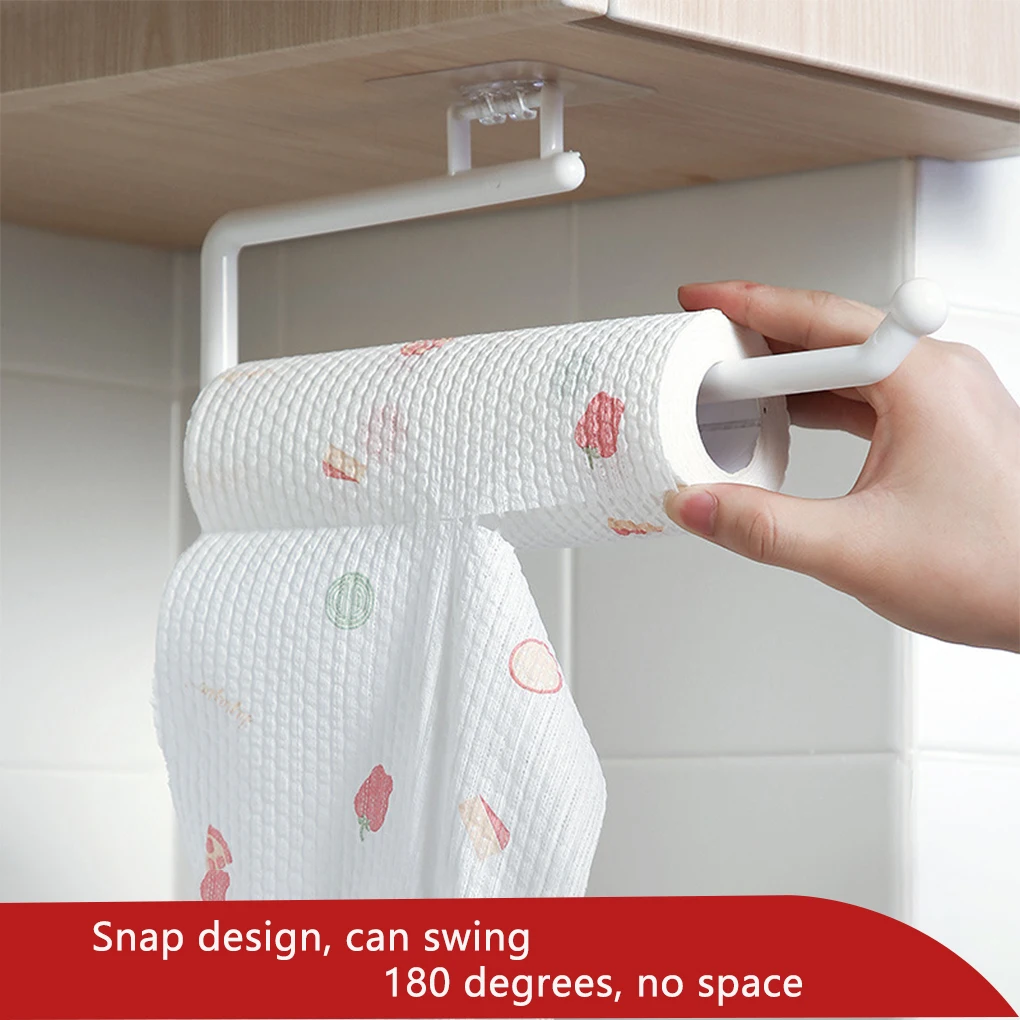 Tissue Storage Rack Plastic Paper Roll Holder Wall Mounted Adjustable Towel Hanger for Kitchen Bathroom