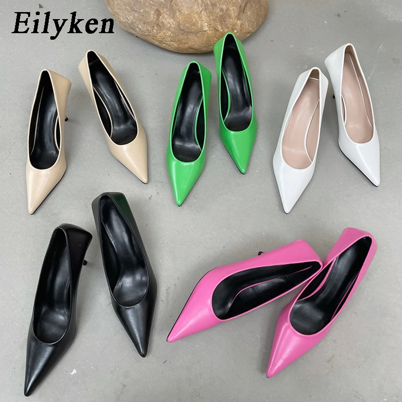 Eilyken High Quality Pu Leather New Sexy Shallow Pointed Toe Woman Pumps Thin High Heels Fashion Dress Sandals Ladies Shoes