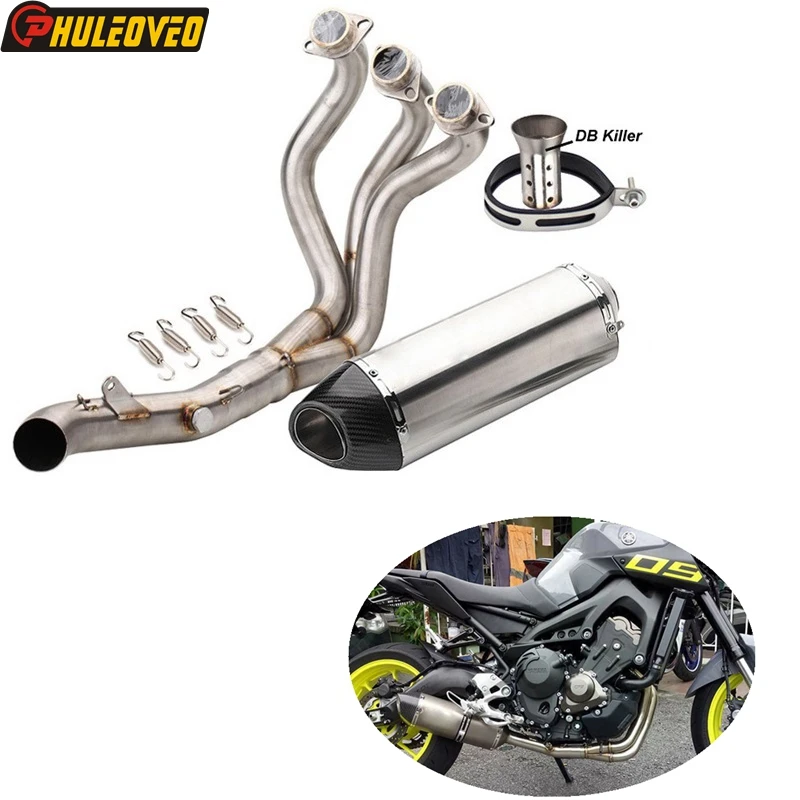 MT-09 Motorcycle Exhaust Muffler Full System Front Link Pipe+Muffler Exhaust for MT09 MT-09 FZ-09 2014-2020 XSR900 2016-2021