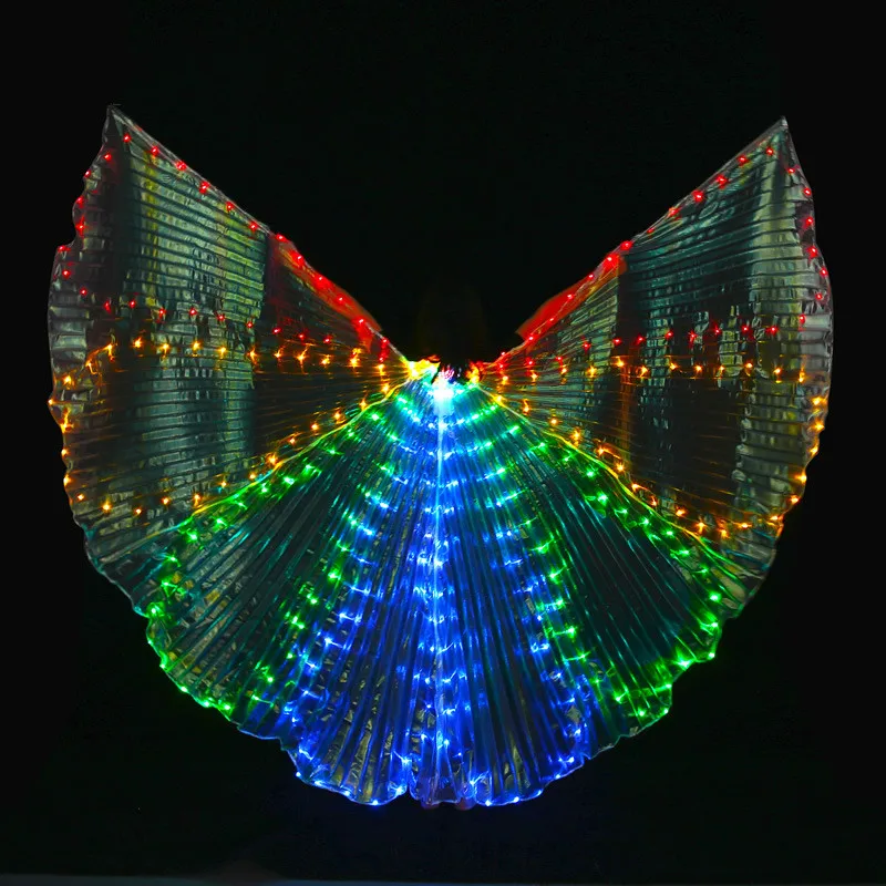 

Led Isis Wings with Adjustable Sticks Belly Dance Accessories Stage Performance Props Shining Led Wings Open 360 Degrees