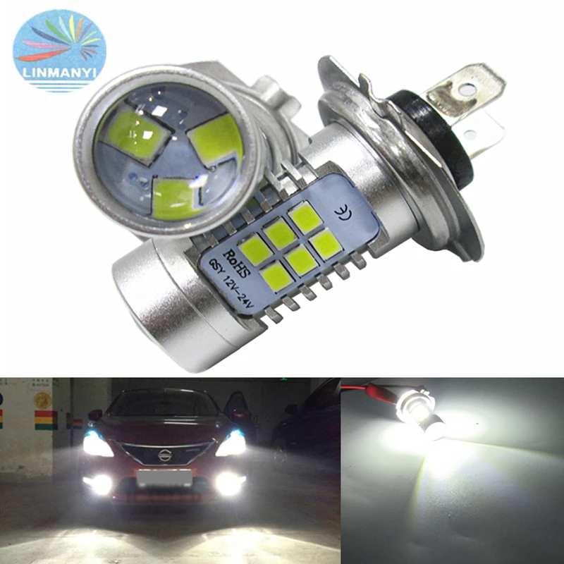 

2PCS H7 21W 2835 21SMD 900LM 6000K Super bright Car Led Fog Lights With Len Car Rear Light Fog Lamps Driving lights White 12VDC