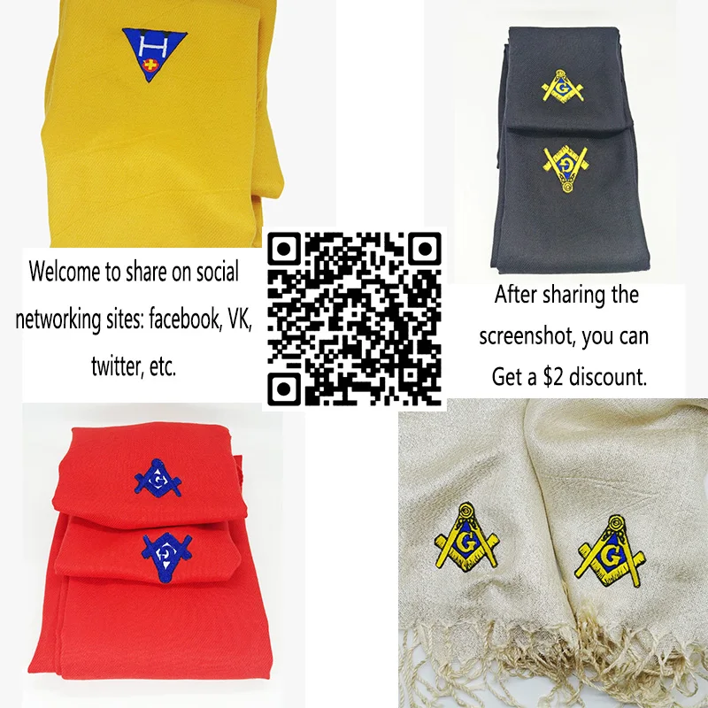Freemason embroidery logo scarf shawl designer winter men and women scarf solid color warm cashmere scarf shawl