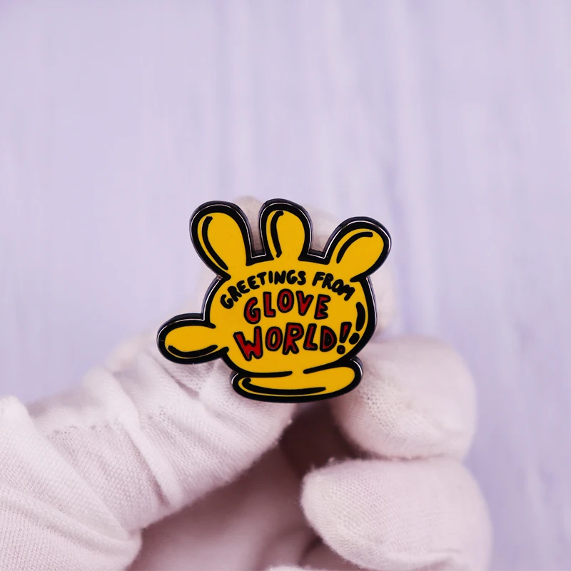 Greetings From Glove World Enamel Pin Cartoon Spongebobbb Series Brooch Fun Movie Badge Fashion Jewelry Gift
