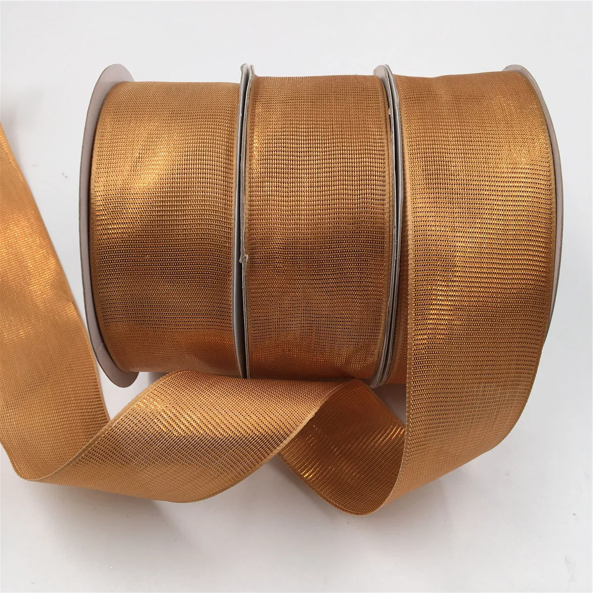 

25YARDS 38MM Wired Edge Golden Lurex Metallic Ribbon for Birthday Decoration Chirstmas Gift DIY Wrapping 1-1/2" N2030