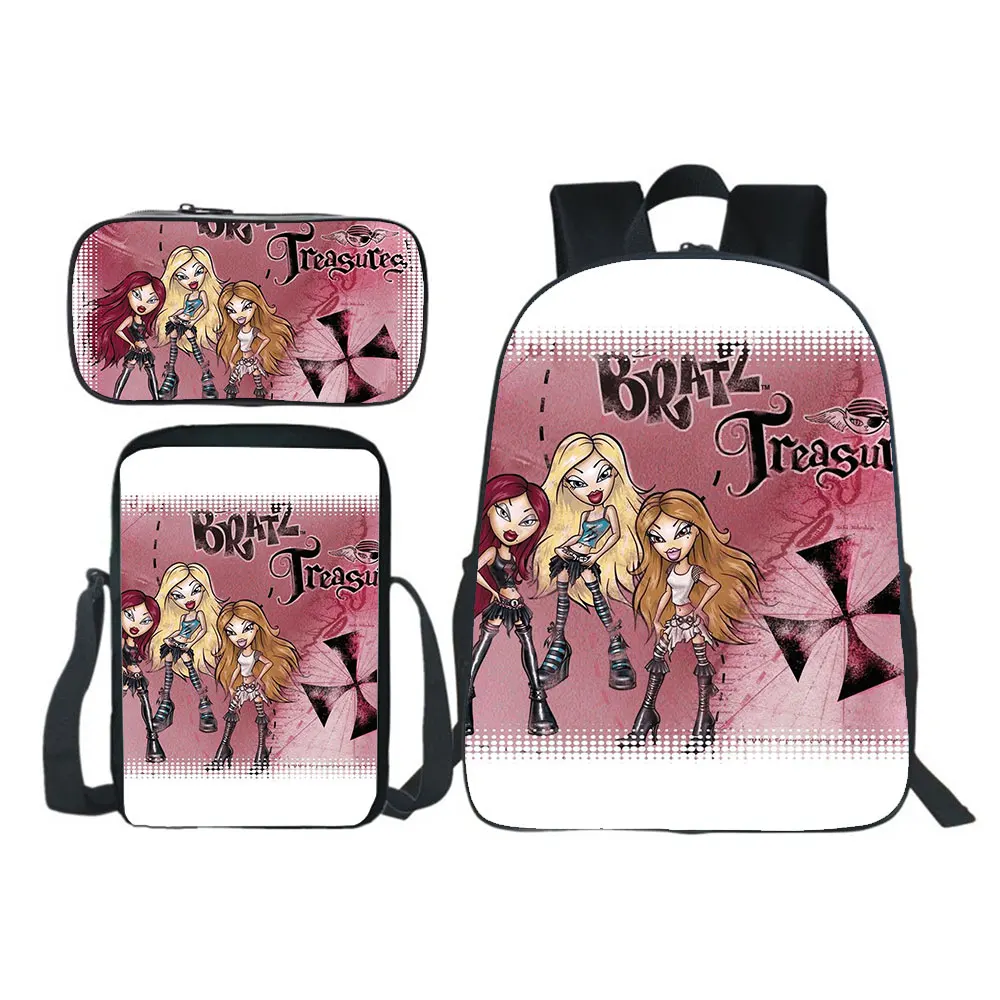 Bratz-Conjunto de mochila para niño y niña, Bolsa Escolar para adolescentes, regalo (mochila + bolso de hombro + bolso de bolígrafo), 3 uds.