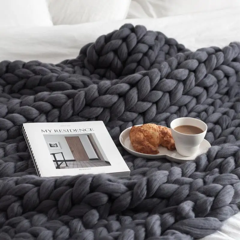 

30 Knitted Blanket Winter thick Yarn Bulky Knitting blankets Handmade large big sofa bed blanket