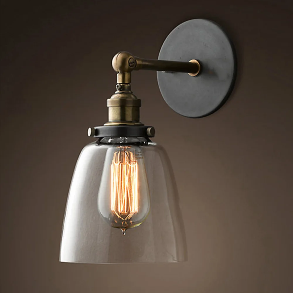 Retro Wall Light Fixtures indoor Lighting Glass Wall Sconce Loft Industrial Wall Sconce Beside Lamp Applique LED Wall Lamp