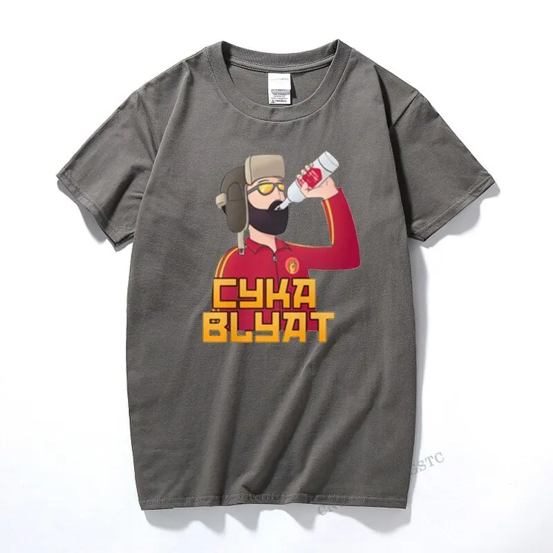 Cyka Blyat T-Shirt Funny Funny Russian Drink Vodka Printing Rush B Shirt Top Streetwear Top T Shirt Cotton Camisas Hombre