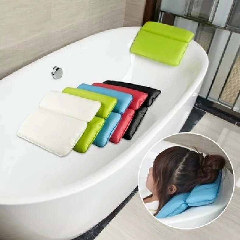 Bath Pillow Waterproof Sponge Bathtub Pillow Large Suction Cup Spa Home Bathroom Accessories Bathtub Accessories Spa Bath Pillow