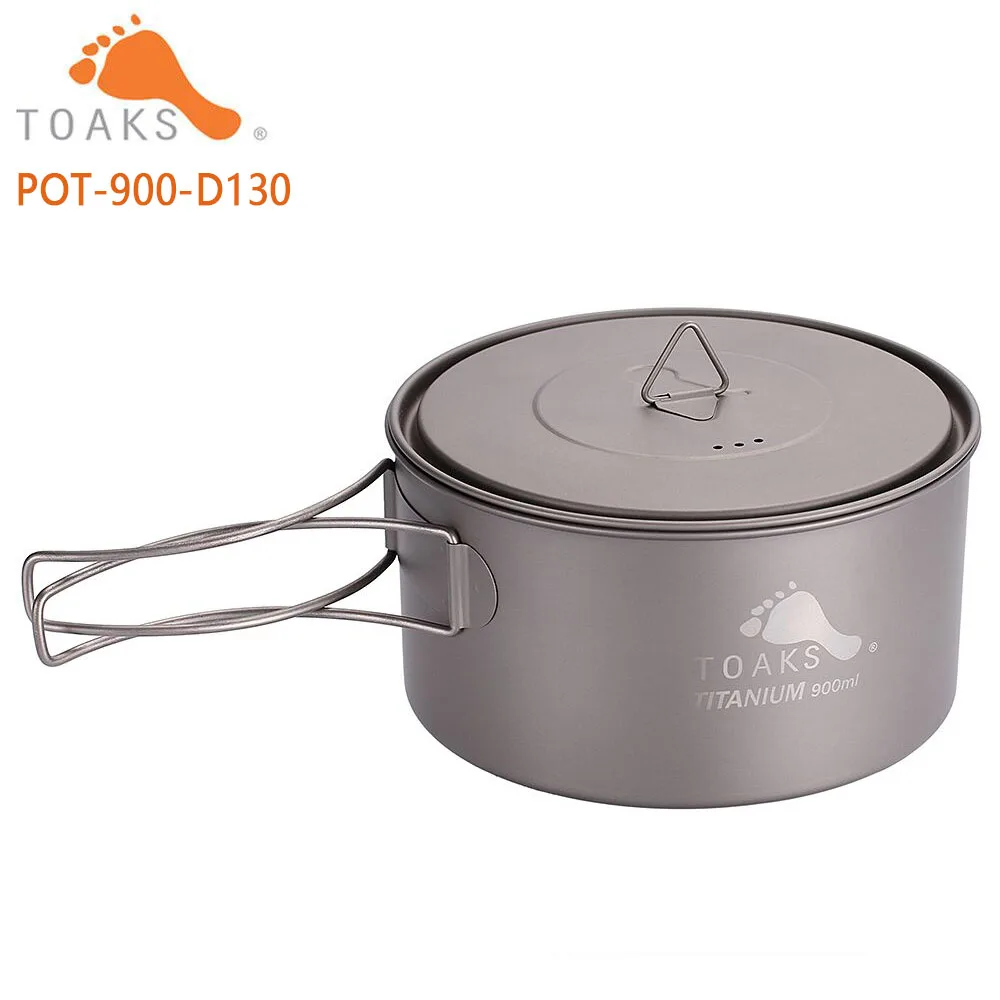 TOAKS Outdoor Titanium 900ml Pot Camping Cooking Pots Picnic Ultralight Titanium Pot with cover and handle