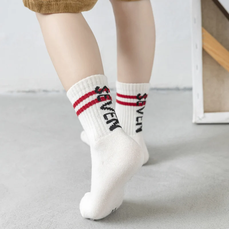 5Pairs/lot Kids Socks Autumn Winter Baby Cotton Warm Thick Sports Socks Fashion Letter Children Socks Cool Boys Socks