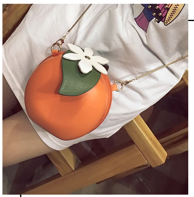 Cute Orange Shape Small Shoulder Bag for Women Fun Ladies Purses and Handbags Fashion Novelty Chain Crossbody Bag Casual Cluch