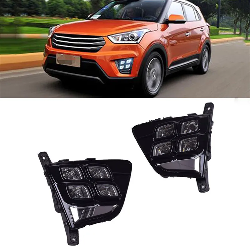 

Car Accessories Waterproof ABS 12V LED Daytime Running Light DRL Fog Lamp Decoration For Hyundai Creta IX25 2014 2015 2016