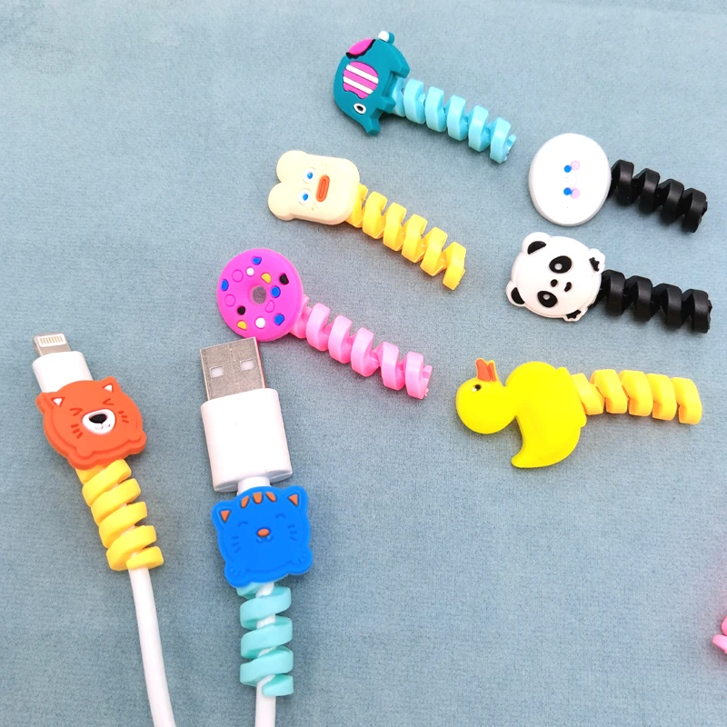 Cartoon Cable Protector For iPhones Android Winder Type-c USB Charging Cord Organizer Headphone Earphone Data Line Protect