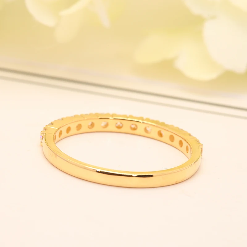 Imagem -03 - Anel de Ouro Amarelo para Mulheres Lab Grown Diamond Band Anel Combinando Meia Eternidade Casamento Noivado Cvd Hpht 0.45ctw 585 14k