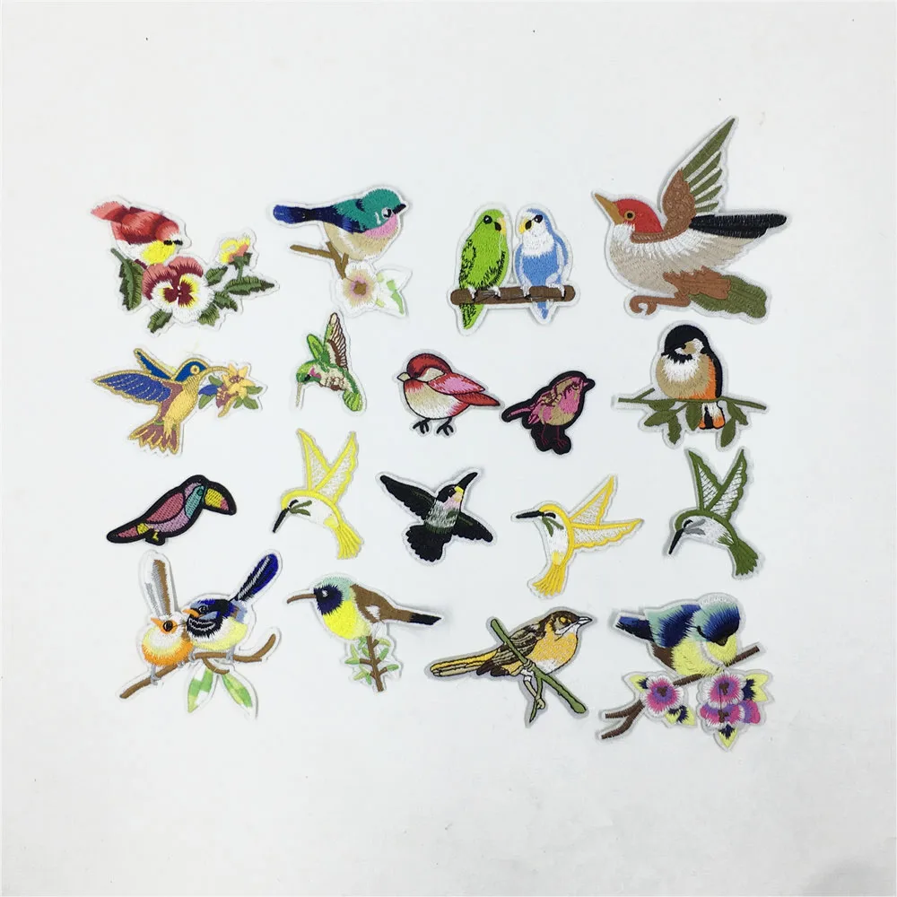 Fashion Style Bird Hot Melt Adhesive Patch Embroidery Badge Patch DIY Sewing Decorative Clothes Ironing Stickers Accessories