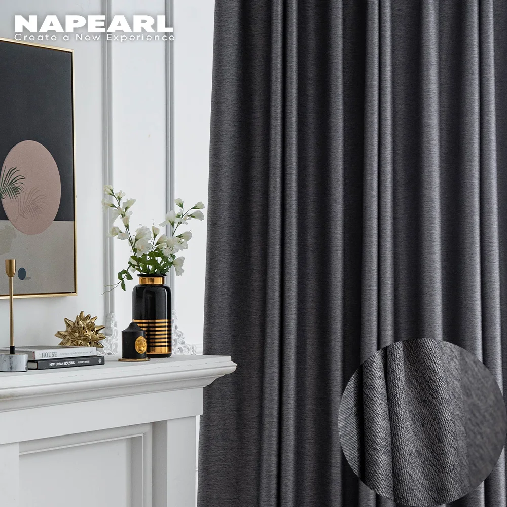 High Shading Home Curtains In The Living Room Decor Modern Curtains For Window Blinds Drapes Solid Finished Blackout Curtains