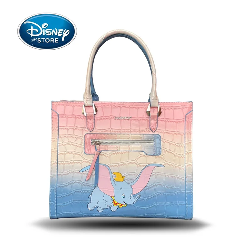 Disney Co-Branded Dumbo Ladies Shoulder Travel Bag Large-Capacity Gradient Women Tote PU Leather Messenger Handbag For Female