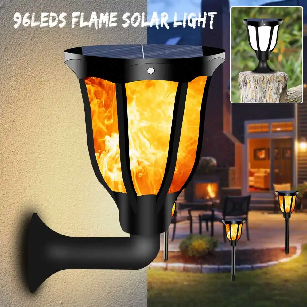 96 LED impermeabile sfarfallio fiamma torcia solare luce 1/2Pcs decorazione del paesaggio esterno lampada da giardino per balcone cortile