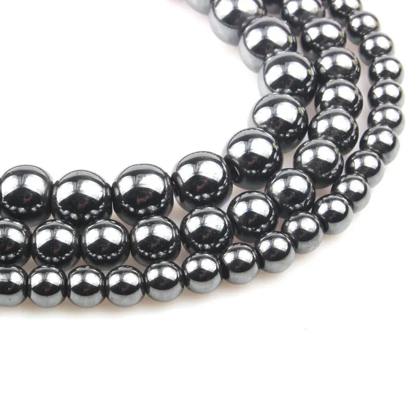 Natural Stone Smooth Black Hematite Beads Round Loose 2 3 4 6 8 10 12 MM 15\