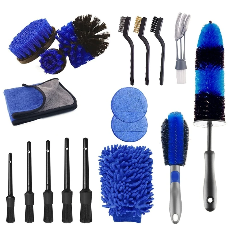 

Drill Brush Bathroom Cleaning Brush Crevice Brushes Cleaner Car Clean Tools for Dashboard Leather Wheel Seat 18pcs/set