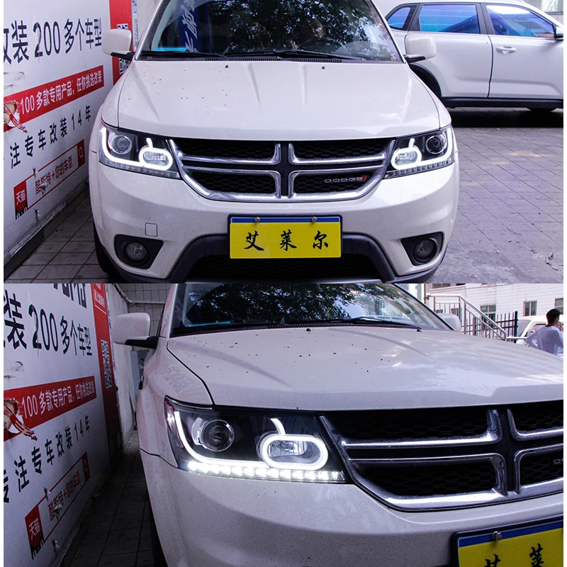 Untuk Dodge JCUV Journey 2009-2016 Lampu Depan LED Fiat Freemont LED DRL Hid Angel Eye Bi Xenon Beam Aksesori