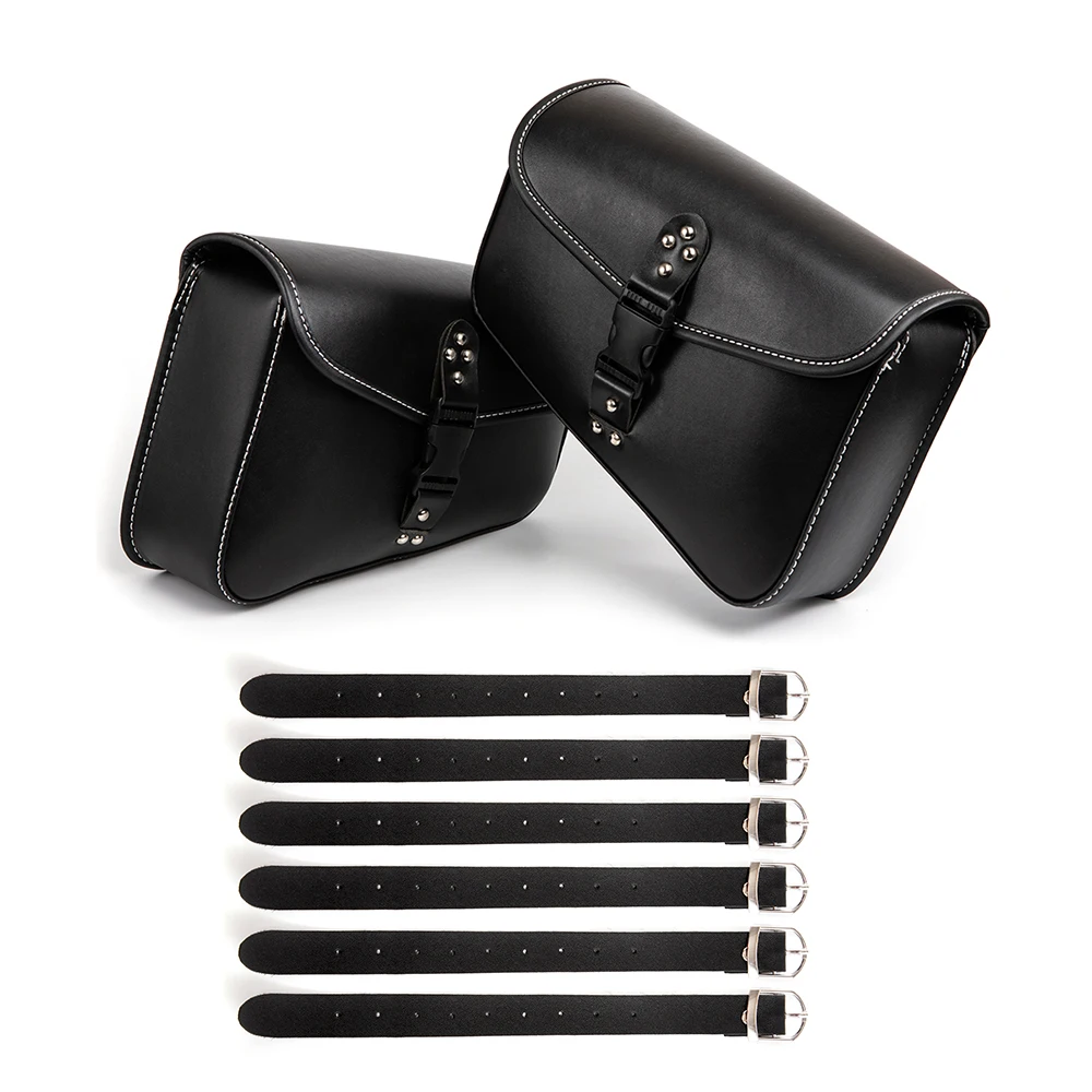 

Motorcycle Side Bag Pu Leather Side Bags Tool Bag Black Left Right Side