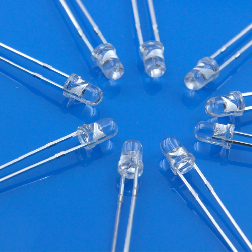 1000pcs 3mm Round With Long Legs LED Light-Emitting Diode Color White Red Blue Green Yellow Directly Inserted