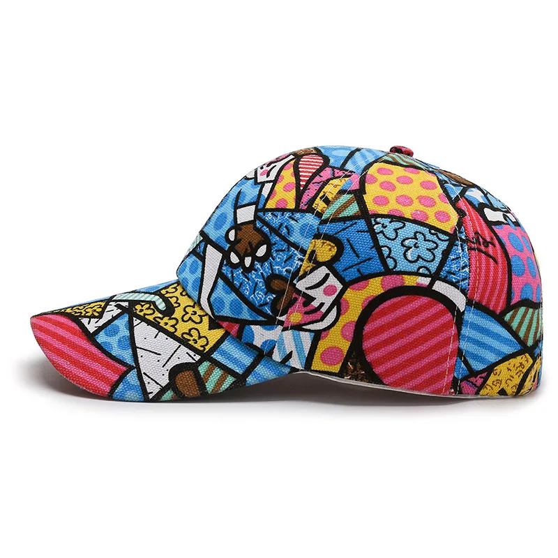 Men Women Cool Lips Flowers Cartoon Print Sport Baseball Cap Summer Sunscreen Punk Hip Hop Street Dance Performance Sun Hat R56