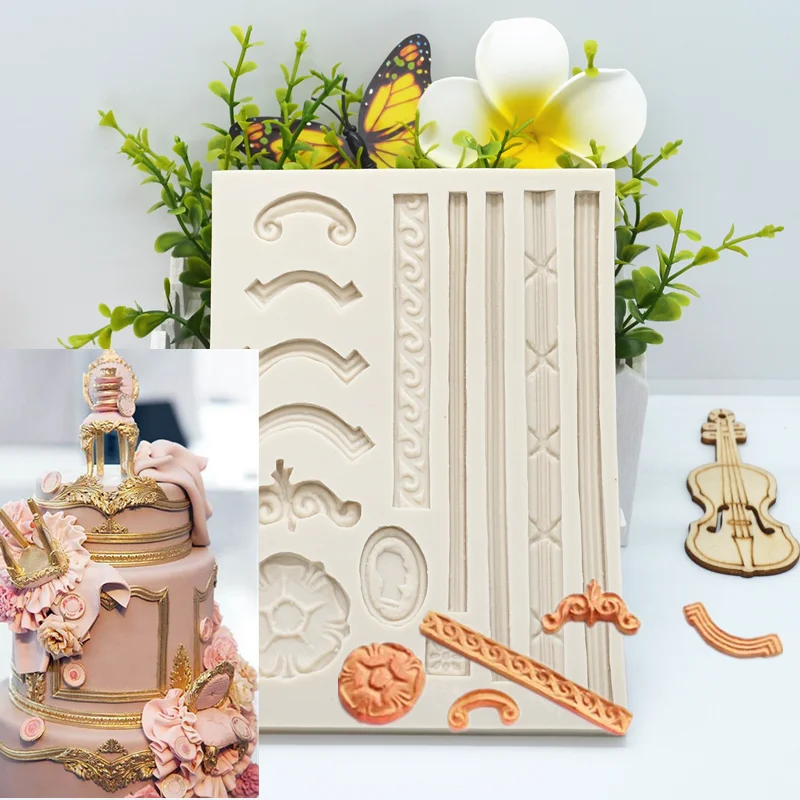 Classic Cake Frame Silicone Mold Resin Kitchen Baking Tools DIY Candy Chocolate Pastry Fondant Moulds Dessert Lace Decoration