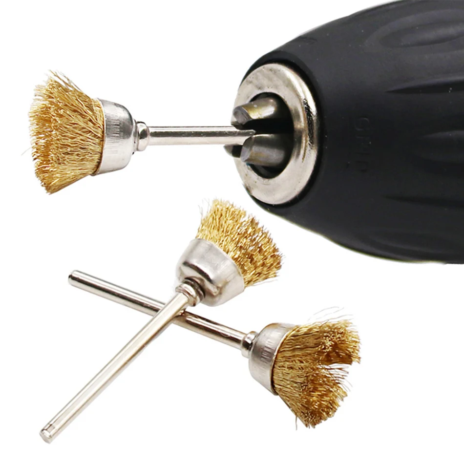 Brass Wire Brush Fits For Dremel Rotary Tool Accessory 1/8" (3mm) Shank 9pcs/set 3pcs