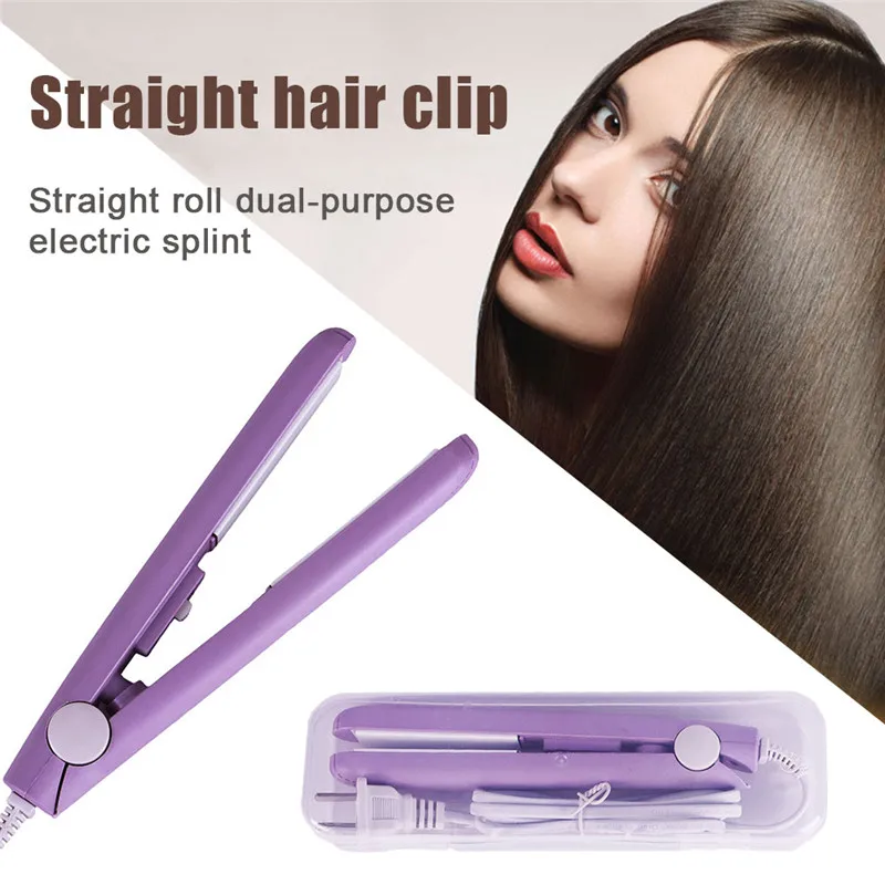 Mini Professional 2 in 1 Portable Hair Curler Hair Straightener Flat Iron Hairs Straightening Corrugated Iron Styling Tools