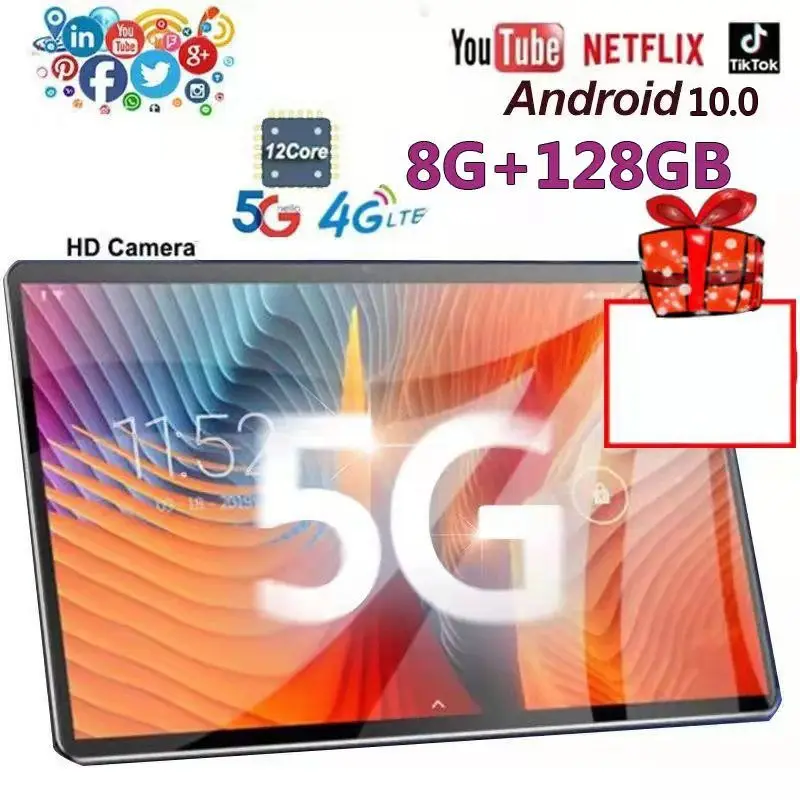 

2021 New Design 10.1 Inch Tablet With 1280*800IPS 10 Core 8G Memory Android 10.0