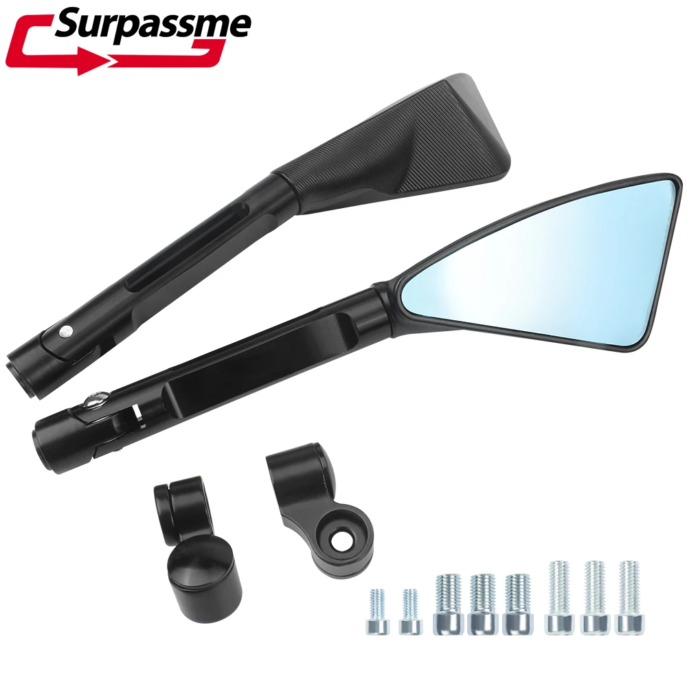 

7/8 Inch Universal CNC Rear View Motorcycle Mirrors Black Triangle Motorbike Side Mirror for Street Sport Dirt Bike Scooter