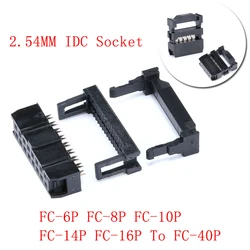 10 Sets 2.54mm IDC Socket 2x5 Pin 10 Pin Dual Row IDC Female Header Socket Connector FC-6P FC-8P FC-10P To FC-40P cable socket