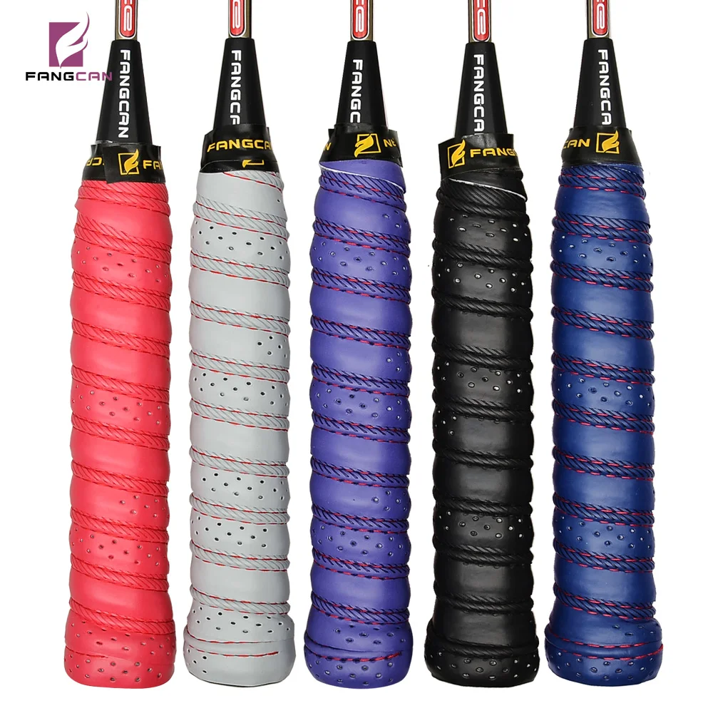 

FANGCAN PU Leather Tennis Replacement Grip Tape Thick Squash Badminton Tennis Racket Ribbed Grip Cushion Wrap