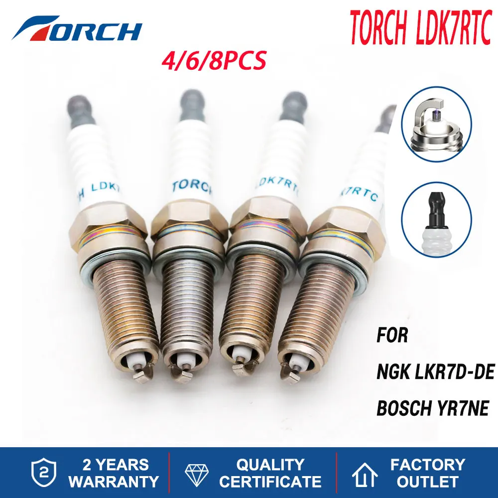 4-8PCS Ordinary Candles Replace for Denso XU22HDR9 LKR7E LKR7B9 LKR7D-DE MERCEDES 1822A036 A1321590003 Spark Plug TORCH LDK7RTC