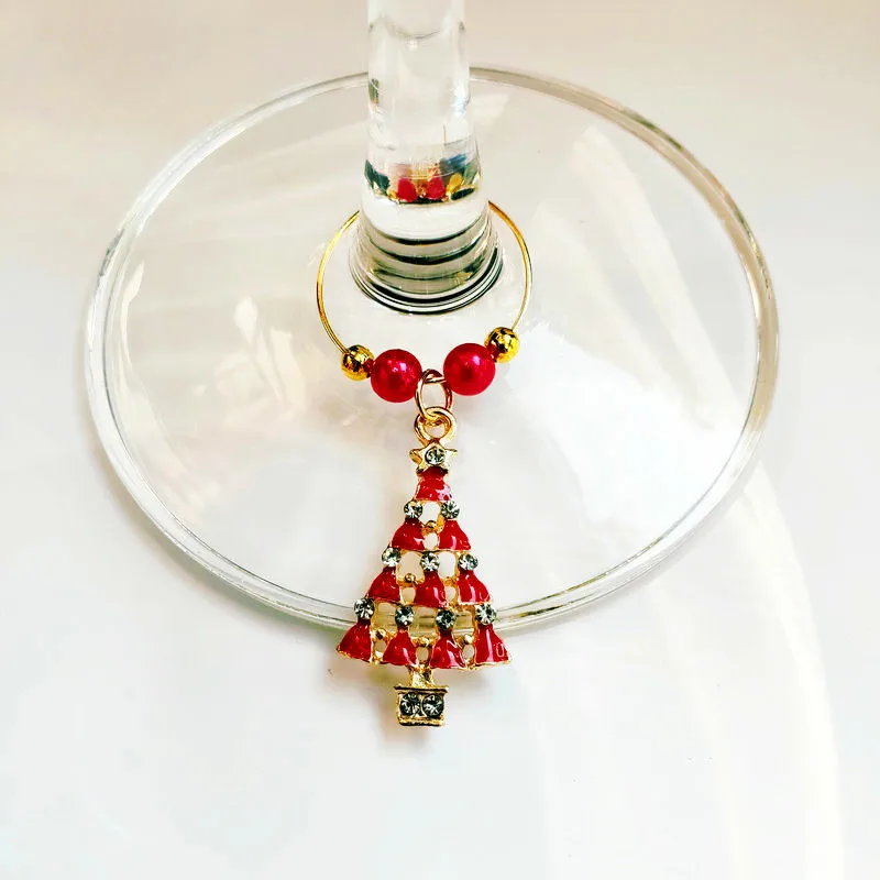 Set of 6pcs Christmas Party Wine Glass Marker Charms Rings Marker Bar Table Decorations