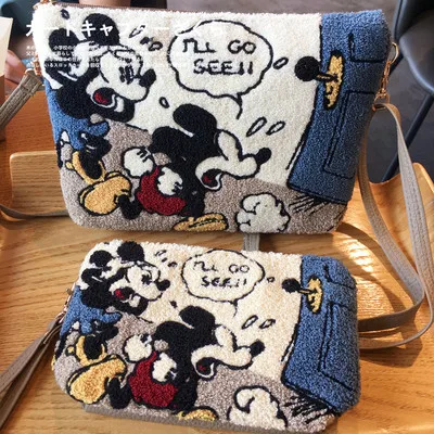 Original Cartoon Character Pattern Series Plush Embroidery High Quality Lady Handbag Mobile Phone Bag Shoulder Bag  Cross