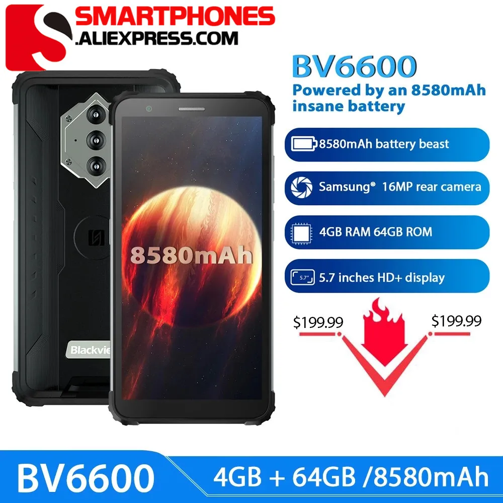 blackview bv6600 ip68 impermeavel 8580mah aspero smartphone 4gb mais 64gb 57 android android android 100 octa nucleo 4g nfc grande bateria celular 01