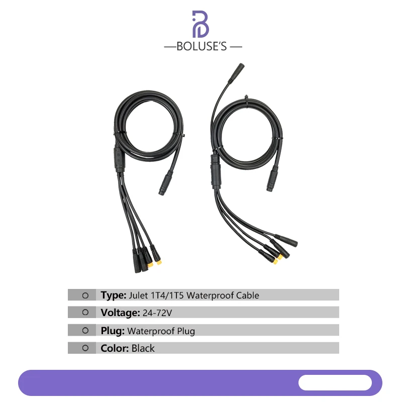 JULET Cable 1TO4 8Pin 1TO5 9Pin Waterproof Cables Connect Electric Bicycle Accessories