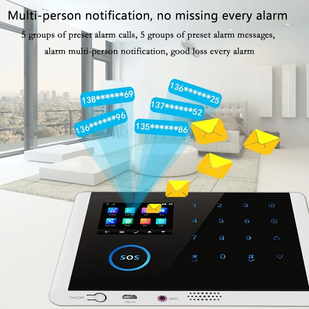 家庭用インテリジェント音声アラームシステム,c108,Wi-Fi,gsm,3 in 1,インテリジェントネットワーク,433mhz