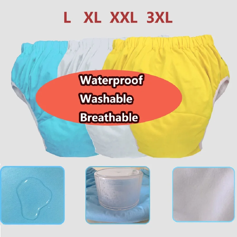 Elder\'s Incontinence Underwear Adult Cloth Diaper Cover Washable Waterproof Pants Leak Proof Briefs Men Women Oversized