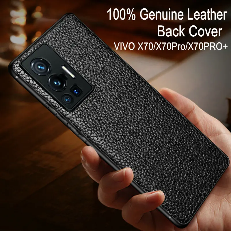 100% Genuine Case For VIVO X70 PRO+ 5G X 70 Luxury Litchi Leather Texture Bumper Back Cover On Vivo X70 Pro PLUS Phone Shell