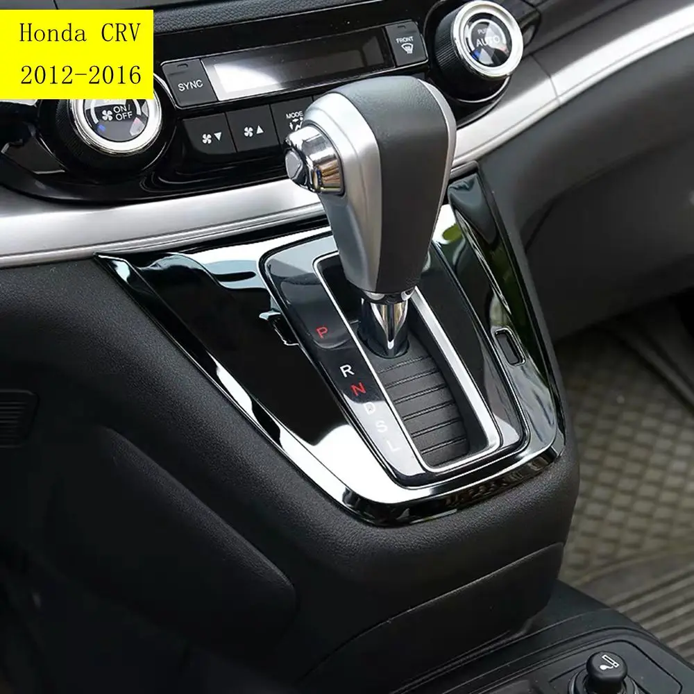 FOR Honda  CRV 2012 2013 2014 2015 2016 304 Stainless steel Wire black titanium drawing Mirror Gear Shift Panel Trim Frame Cover