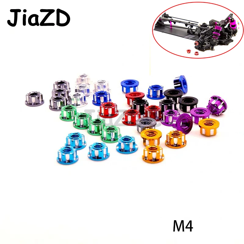 

JiaZD 4pcs Alloy M4 Carving Design Hexagonal Nuts Colorful for HSP Sakura D3 D4 1/10 RC Remote Control Car Accessories T90