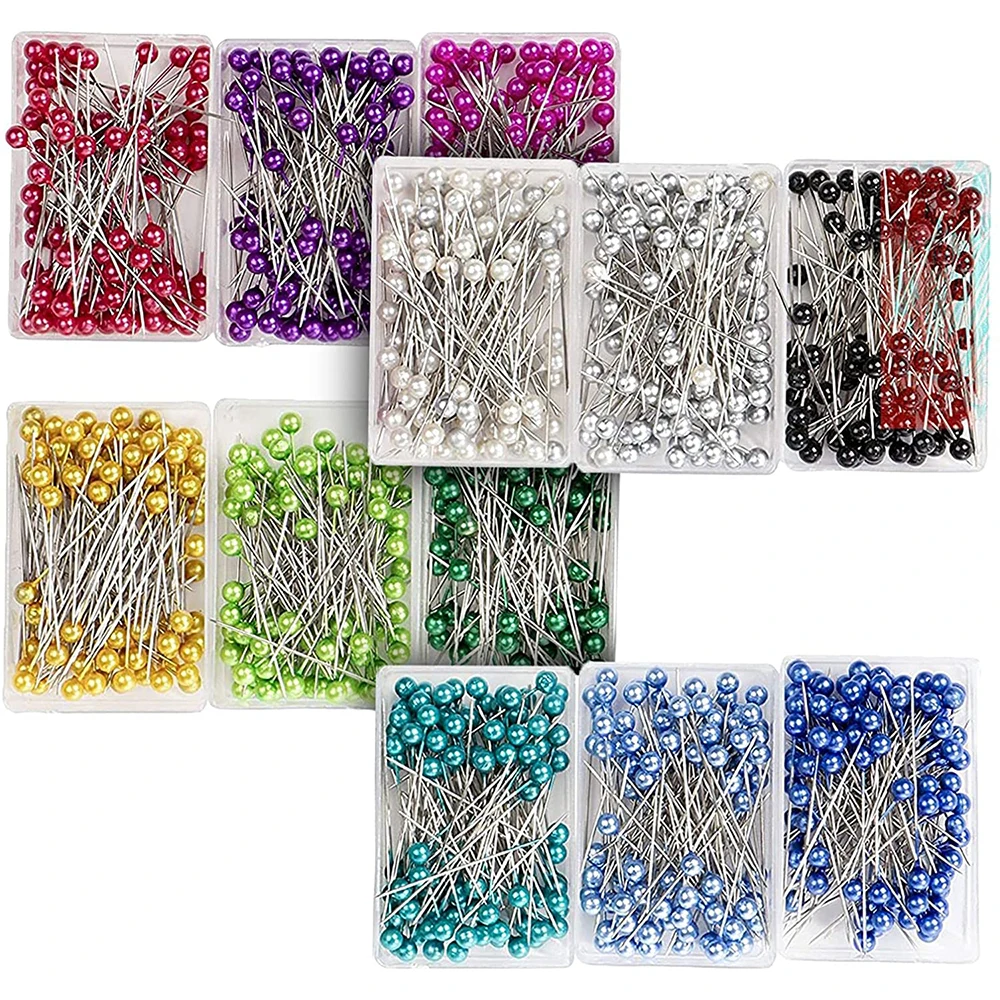 

100pcs/box Pearl Sewing Pins 2.2inch Multicolor Straight Quilting Pins Dressmaking Pins for Jewelry Flower DIY Sewing Supplies