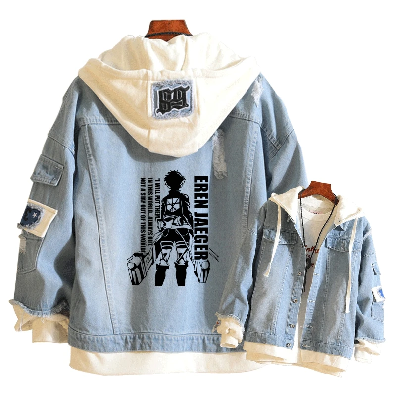 Attack on Titan Women Demin Jacket Levi Cosplay Jean Hoodies Harajuku Windbreaker Unisex Sweatshirt Men Spring Streetwear Tops